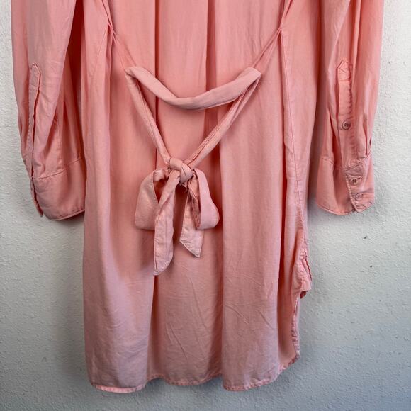 Anthropologie Cloth and Stone Long Sleeve Belted Pink Mini Dress Womens Sz L - Picture 4 of 6